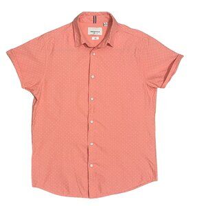 Paper Denim & Cloth Coral Polka Dot Short Sleeve Button Down Shirt Sz M Slim Fit